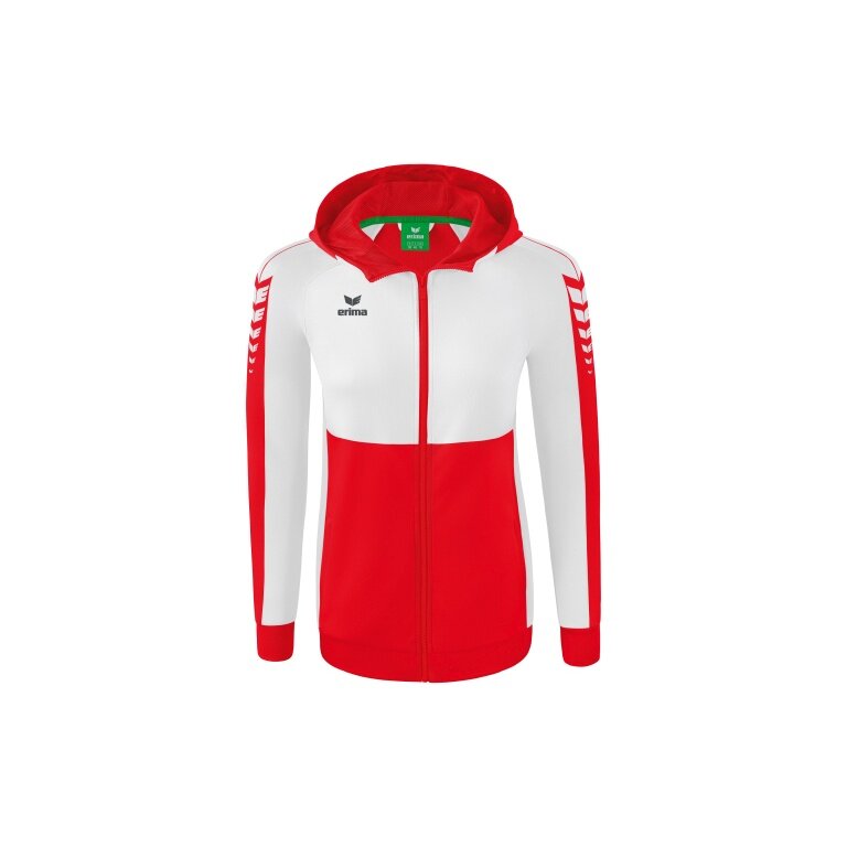 Erima Training Jacket Six Wings with Hood (Cotton Blend, Soft, Comfortable, Tailored Cut) Red/White Women