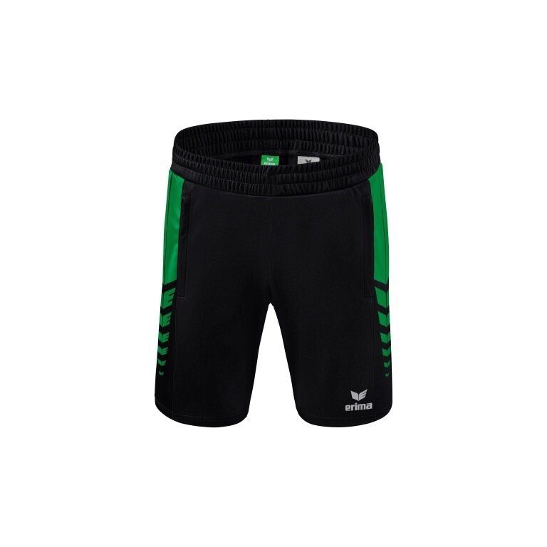 Erima Sport Pants Six Wings Worker Shorts short (100% Polyester, without inner slip, comfortable) black/emerald green Boys