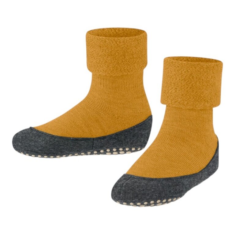 Falke Cosyshoe Minis Slippers (light, warming merino wool) yellow/grey children