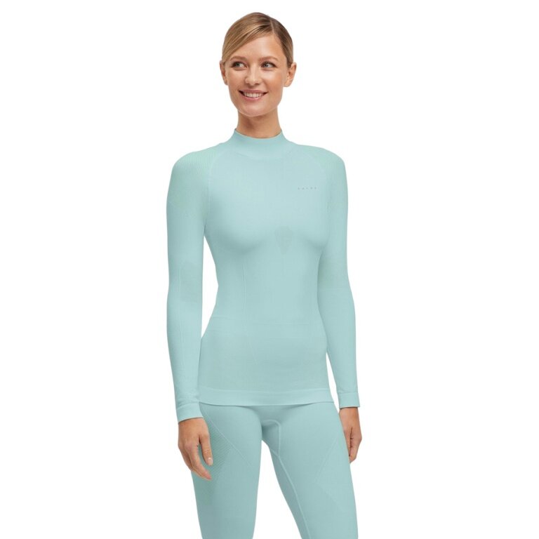 Falke Functional Underwear Long Sleeve Shirt Warm with Collar 2024 (maximum freedom of movement) light blue Ladies