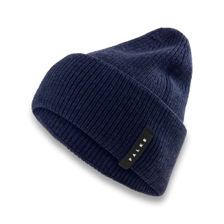 Falke knitted hat (beanie) unisex - merino wool, ribbed structure - navy blue - 1 piece