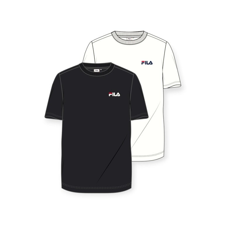 Fila Leisure Shirt Brod Tee (Cotton) white/black Men's - Pack of 2