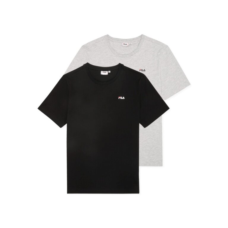 Fila Leisure Shirt Brod Tee (Cotton) grey/black Men's - Pack of 2