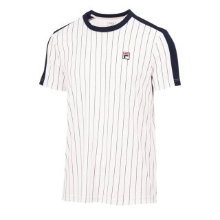 Fila Tennis T-shirt Stripes Jascha 2 (100% Polyester) white/navy blue men's