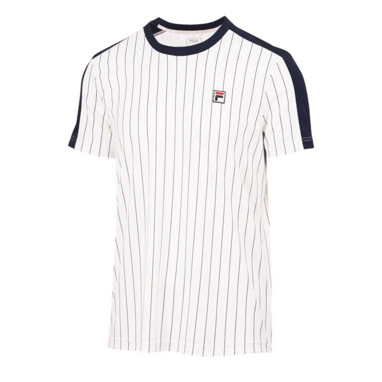 Fila Tennis T-shirt Stripes Jascha 2 (100% Polyester) white/navy blue men's