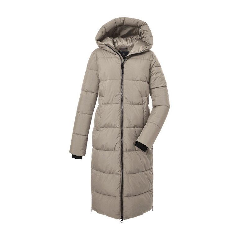 G.I.G.A. DX Winter coat GW 50 with hood in down look (water-repellent, windproof) light beige ladies