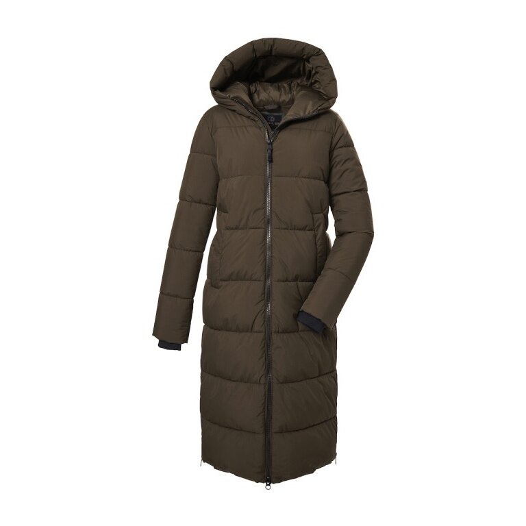 G.I.G.A. DX Winter coat GW 50 with hood in down look (water-repellent, windproof) dark brown ladies