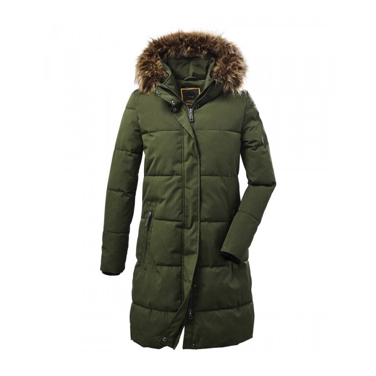 G.I.G.A. DX Winter Down Parka Casual with Hood (water-repellent, breathable, PFC-free) dark olive green Women