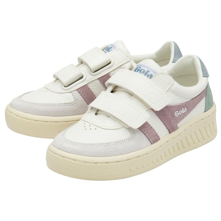 Gola Sneaker Grandslam Trident 2025 (PU, Velcro) white/pastel pink/grey blue children
