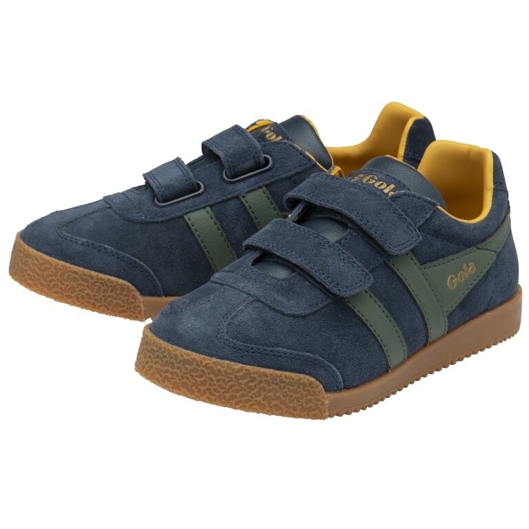 Gola Harrier 2025 Sneakers (Suede, Velcro) navy blue/grey/sun yellow children