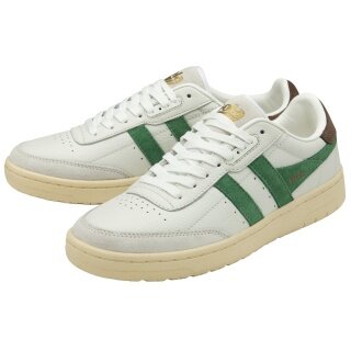 Gola Falcon Leather Sneakers 2025 white/emerald green/dark brown ladies