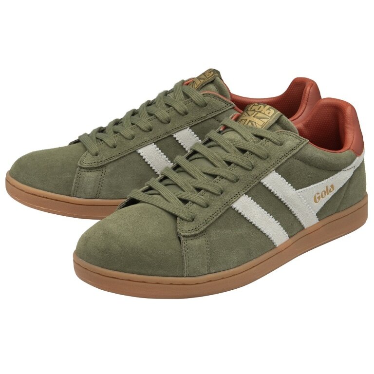 Gola Sneaker Equipe II Suede-Leather 2025 khaki green/white/rust red men's