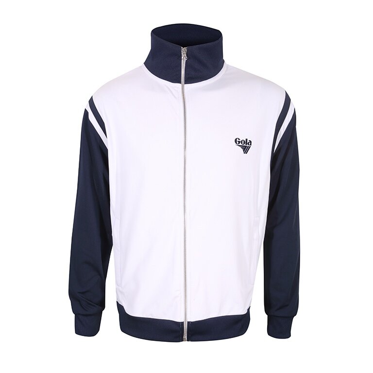 Gola Leisure Jacket Zipped Poly Tricot Colour Block Track Top (Polyester) white/navy blue Men's