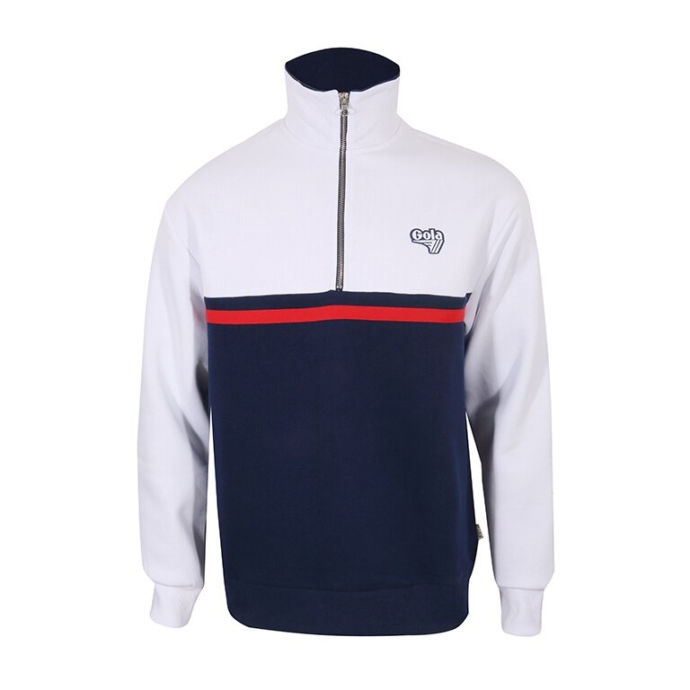 Gola Pullover 1/4 Zip Brushed Back Sweat Stripes white/navy blue Men's