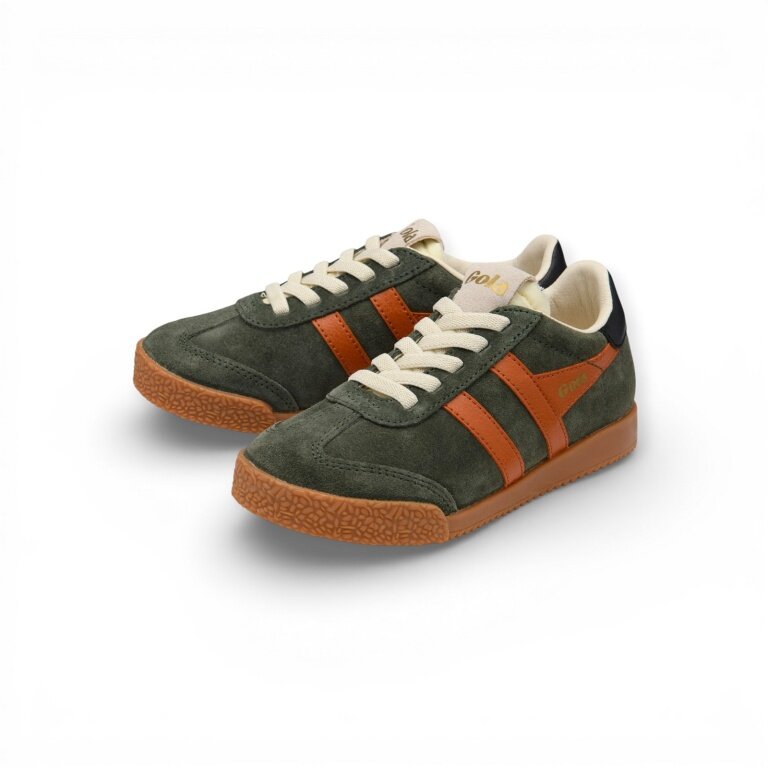 Gola Sneaker Elan 2026 (suede, lace-up) khaki green/orange/black children