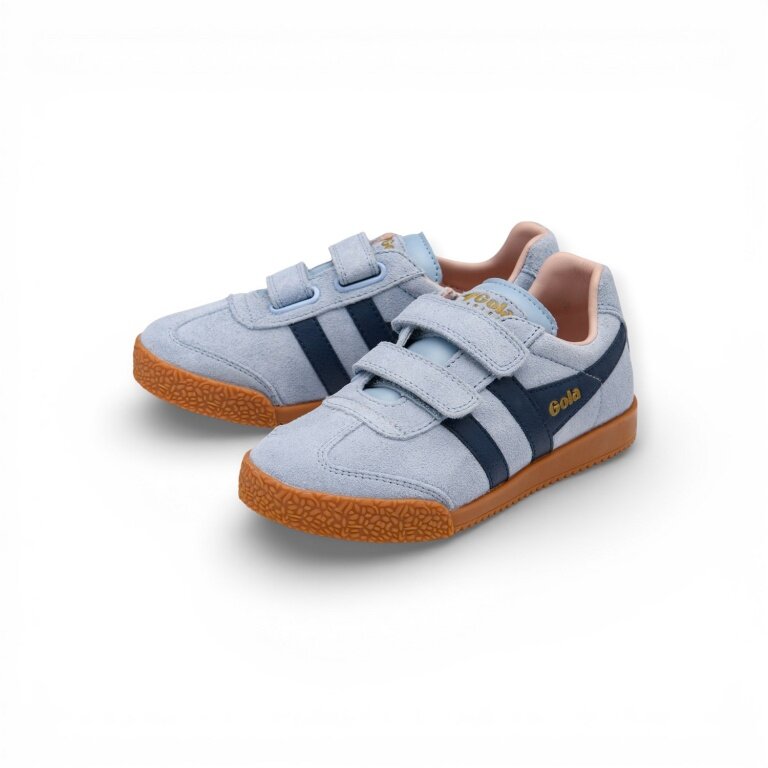 Gola Harrier 2026 Sneakers (Suede, Velcro) light blue/navy/chalk pink children