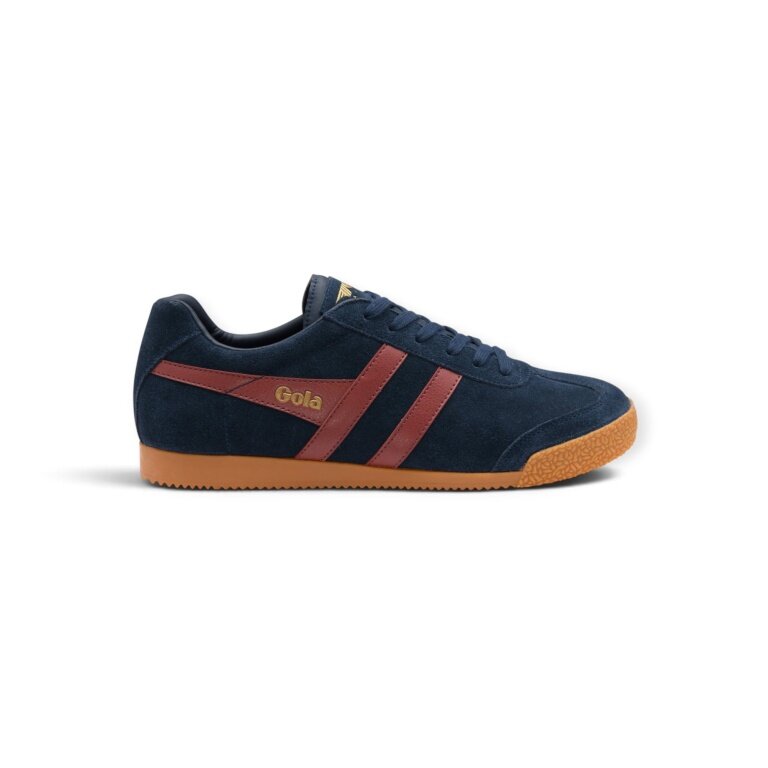 Gola Harrier Suede Leather Sneakers 2026 navy blue/red/ochre men's