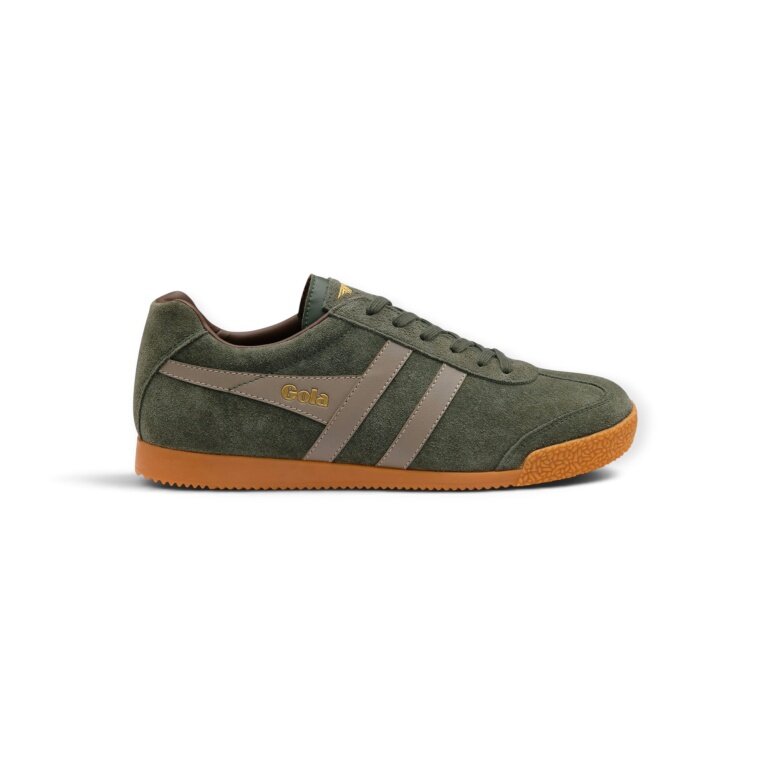 Gola Harrier Suede Leather Sneakers 2026 khaki green/grey men's