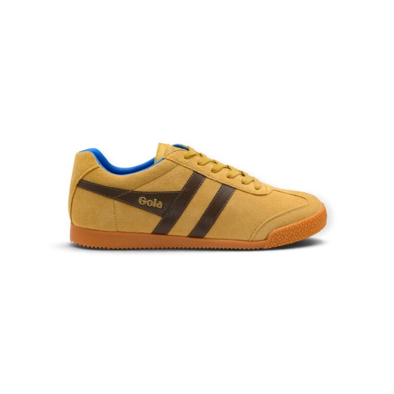 Gola Harrier Suede Leather Sneakers 2026 mustard yellow/brown/blue men's