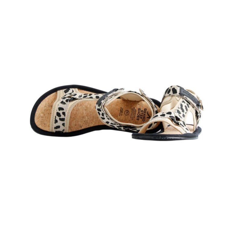 Grand Step Shoes Sandal Trekking Barefoot Animal Camel Animal beige/black Ladies