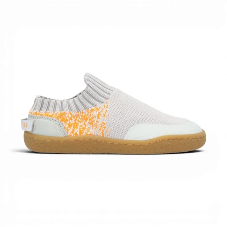 Groundies Barefoot Shoes Sneakers Nara (Knitted Material, Zero Drop, Anatomical Toe Box) Grey/Orange Kids