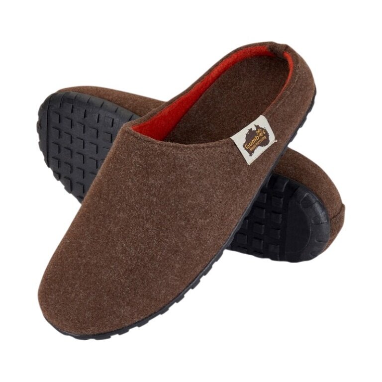 Gumbies slippers chocolate brown/orange
