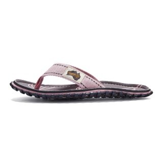 Gumbies Toe Sandals Original Flip Flops Palm Leaf Pink Rose/Brown Ladies