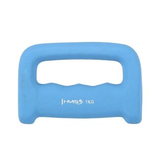 HMS Fitness Grip Dumbbell CK10 (Knuckle Duster) made of cast iron with neoprene coating - 1.0kg light blue - 1 piece
