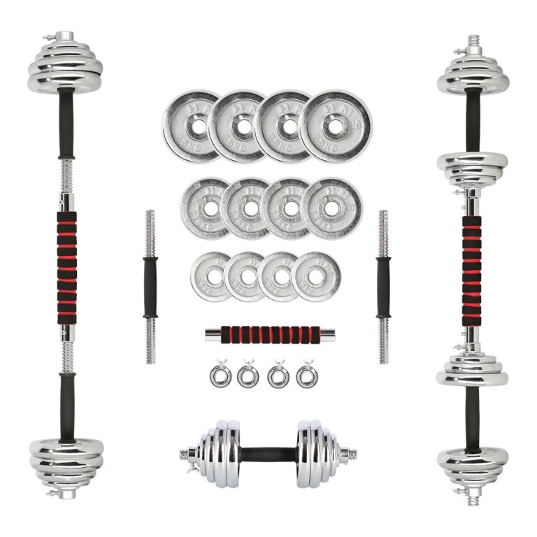 HMS Fitness Adjustable Dumbbell SR52 in Case (20kg, Chrome) silver