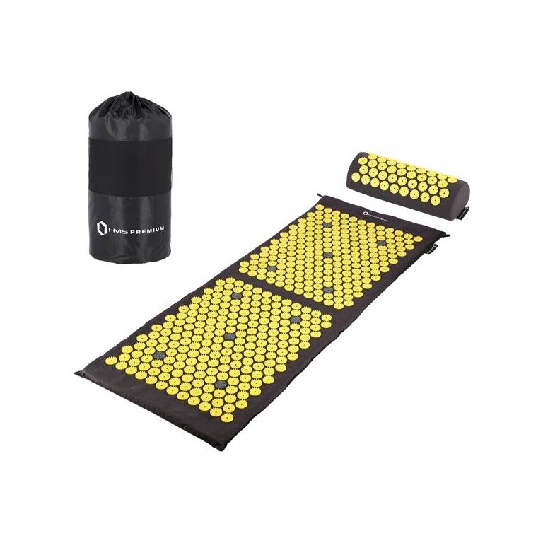 HMS Fitness Premium Acupressure Mat Set AKM04 (Mat and Pillow) yellow/black - 125x48cm