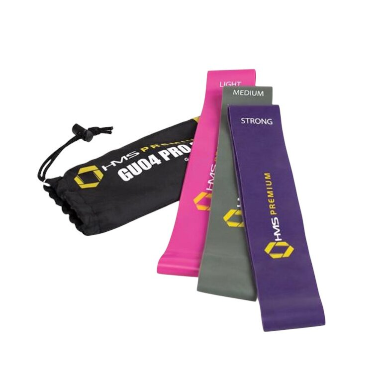 HMS Premium Resistance Band GU04 Pro Set (purple, grey, pink) - 3 pieces