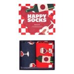 Happy Socks Daily Socks Crew Wine (Glass with Wine) dark blue/red gift box - 2 pairs