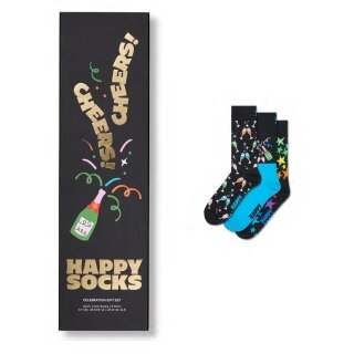 Happy Socks Daily Sock Crew Celebration (Cheers) Gift Box black - 3 pairs