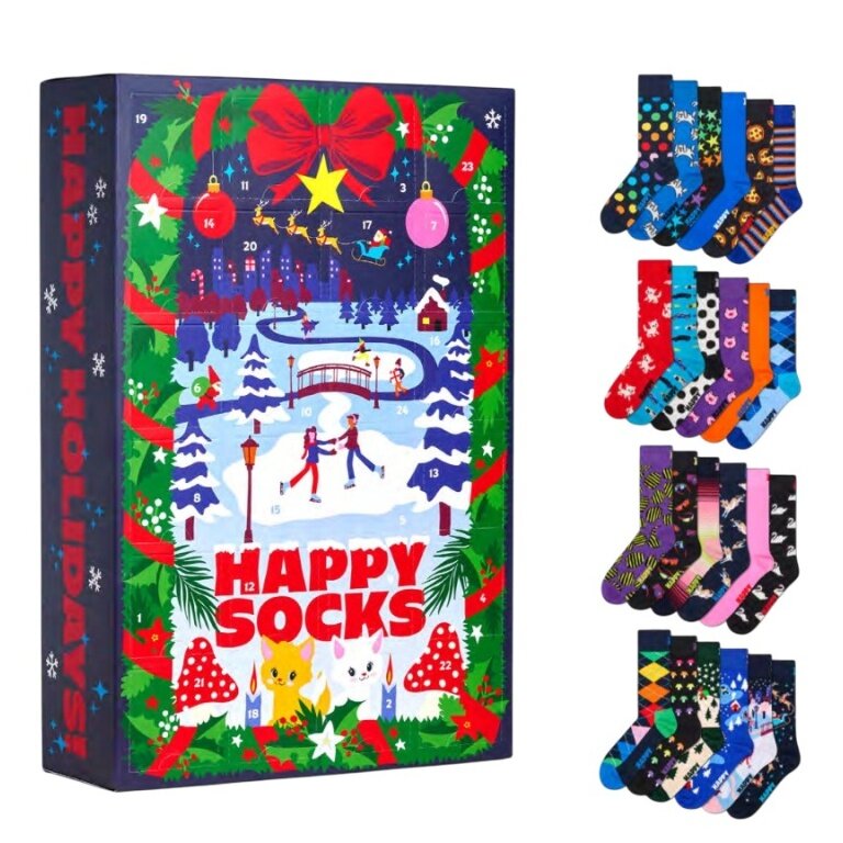 Happy Socks Daily Sock Crew Christmas Special #5 - Advent Calendar 2025 with 24 Pairs - navy blue