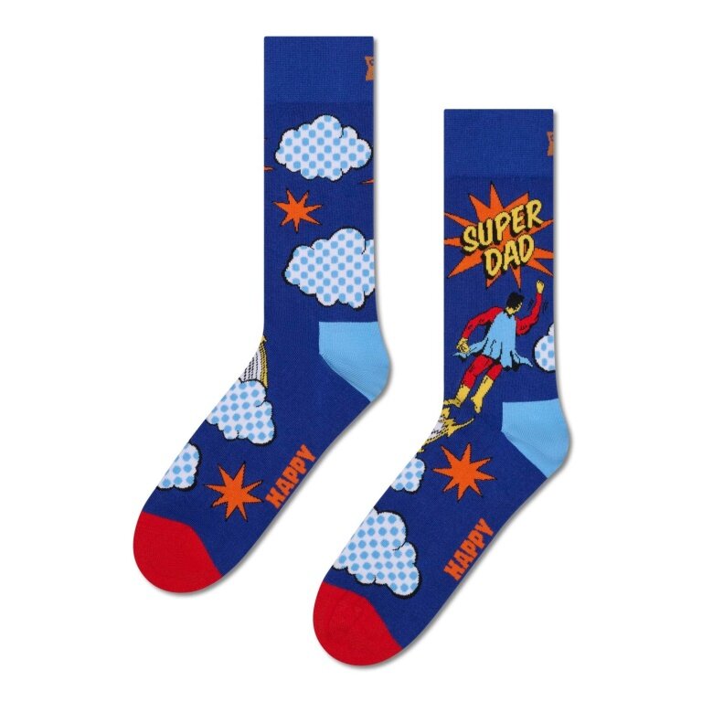 Happy Socks Daily Sock Crew Flying Super Dad blue - 1 pair