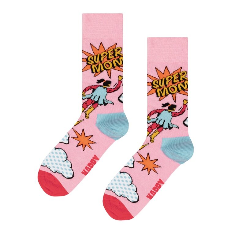 Happy Socks Daily Sock Crew Flying Super Mom pink - 1 pair