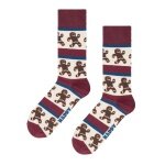 Happy Socks Daily Sock Crew Gingerbread Stripe (Gingerbread) dark red/white - 1 pair