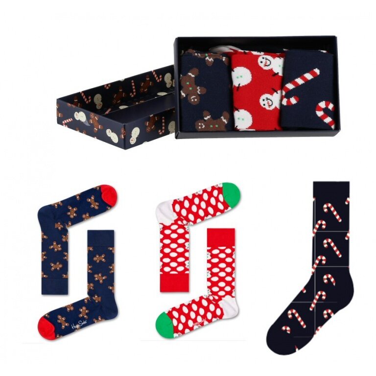 Happy Socks Daily Socks Crew Gingerbread Gift Box - 3 Pairs