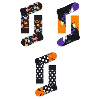 Happy Socks Daily Socks Crew Halloween Gift Box Black - 3 Pairs