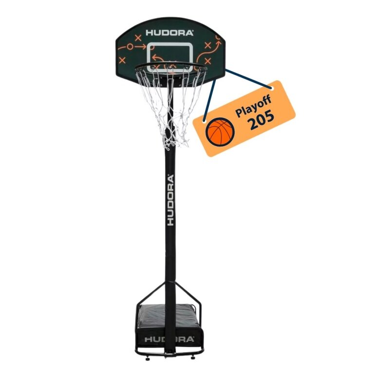 Hudora Basketball Stand Playoff 205 (height adjustable/stable/safe/durable) - 157cm-205cm