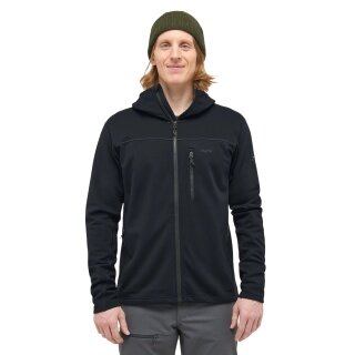 Haglöfs Rosson Fleece Jacket with Hood (Midlayer, 4-Way Stretch Fleece Material) black Men's