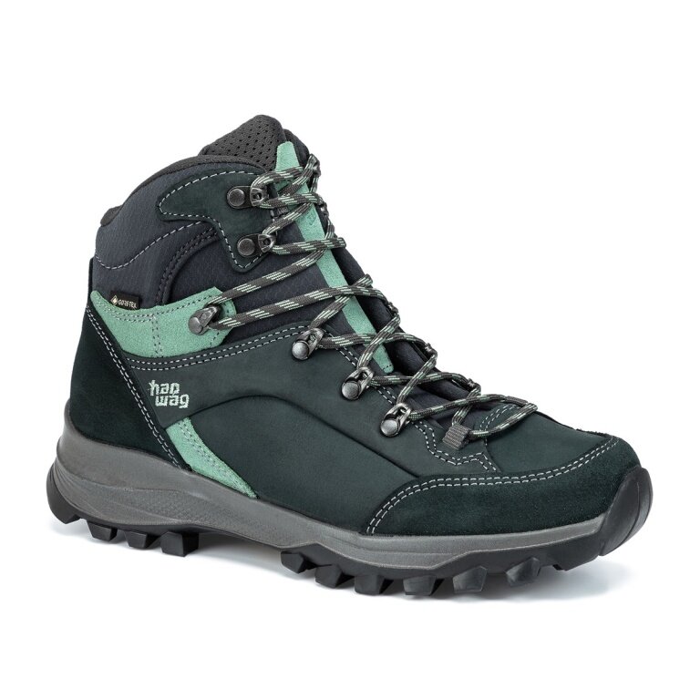 Hanwag Banks Lady GTX Hiking Shoes (Nubuck Leather, Waterproof) Petrol/Mint Ladies