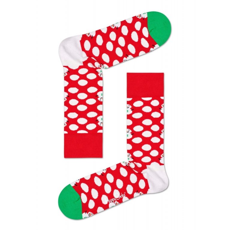 Happy Socks Daily Sock Crew Big Dot Snowman (Snowman) red/green - 1 Pair