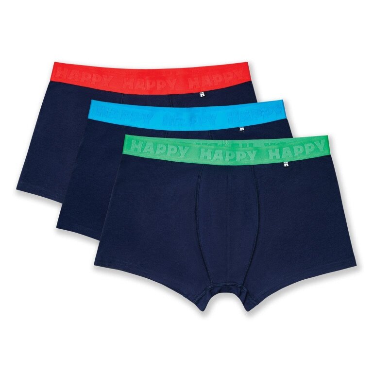 Happy Socks Underwear Boxer Shorts Solid (Cotton) navy blue Men's - 3 pieces