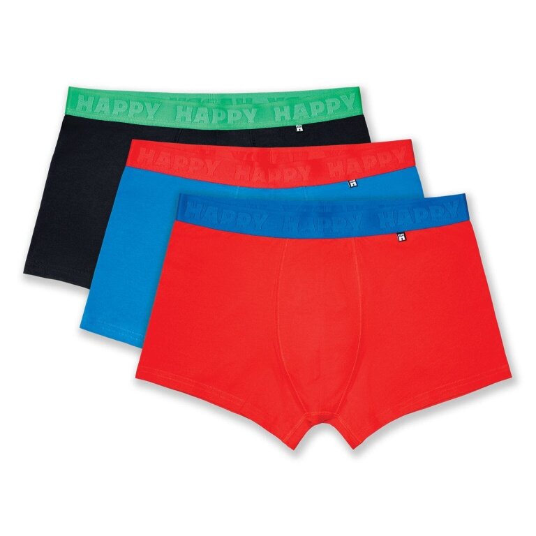 Happy Socks Underwear Boxer Shorts Solid Mix (Cotton) Multicoloured Black/Red/Blue Men's - 3 Pieces