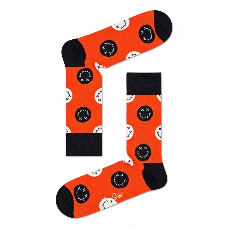 Happy Socks Daily Sock Crew Halloween Smiley orange 1-pack