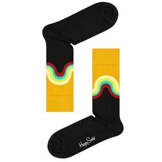 Happy Socks Daily Sock Crew Jumbo Wave Sock black/yellow - 1 Pair