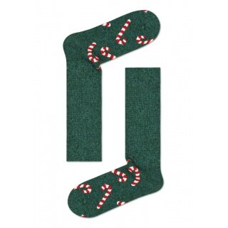 Happy Socks Wool Sock Crew Candy Cane (Zuckerstange) Cosy Green 1-pack