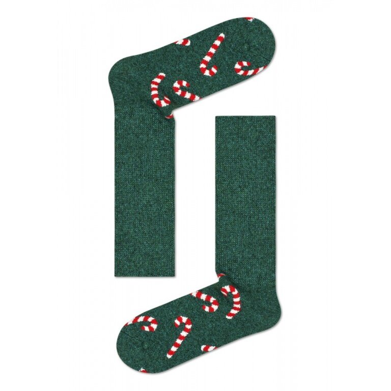 Happy Socks Wool Sock Crew Candy Cane (Zuckerstange) Cosy Green 1-pack