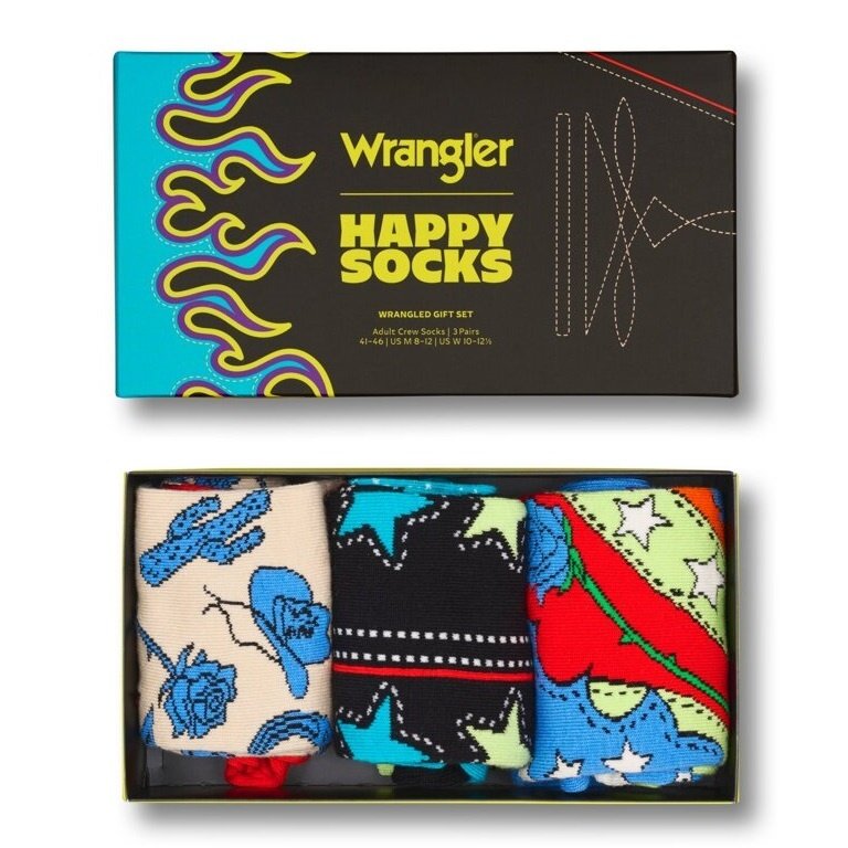 Happy Socks Daily Sock Crew Wrangler Gift Set Multicoloured <b>Gift Box </b> - 3 Pairs
